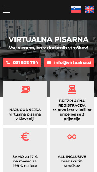 Izdelava spletne strani Virtualna pisarna screan