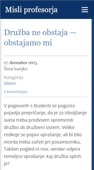 Izdelava spletne strani Misli profesorja screan