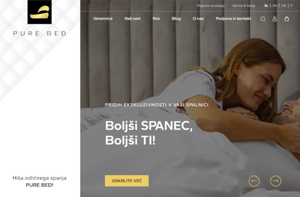 Izdelava spletne trgovine Pure Bed screan
